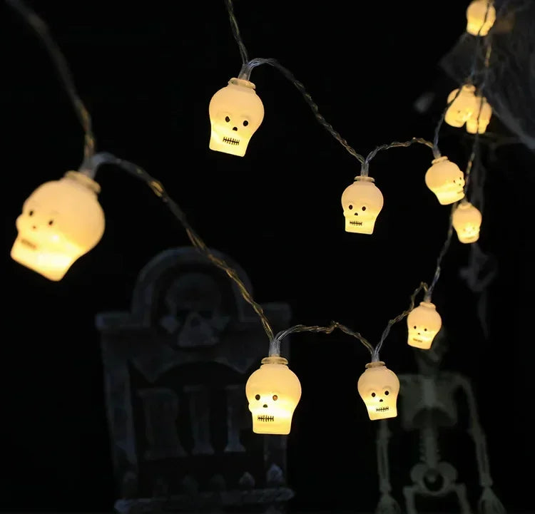 Halloween LED String Lights – 1.5m 10-Light Battery Powered | Pumpkin, Ghost, Skull & More