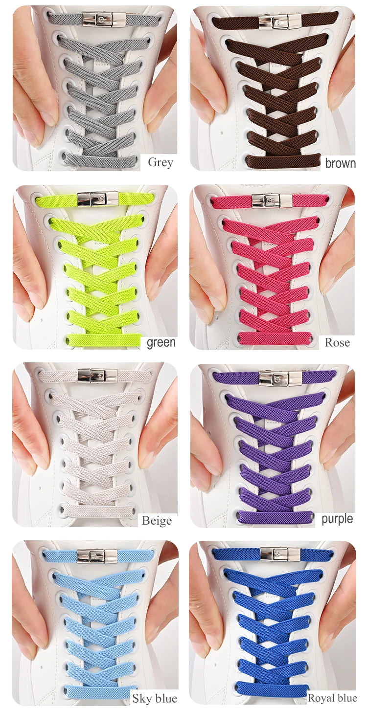 No-Tie Elastic Shoe Laces with Press Lock – Quick Fit Stretch Laces for Adults & Kids | Sports, Travel & Everyday Use