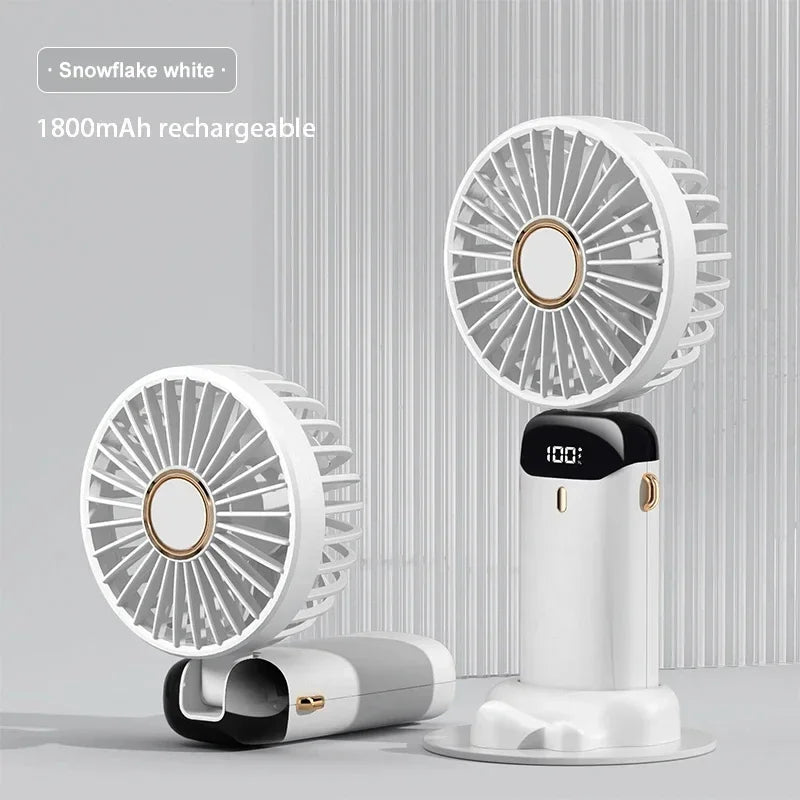 Portable Neck Fan with LED Display & Phone Stand – 5-Speed USB Rechargeable Mini Fan