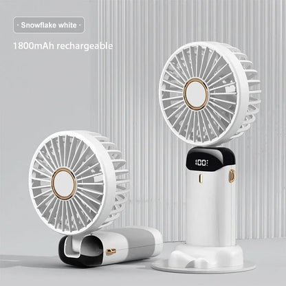 Portable Neck Fan with LED Display & Phone Stand – 5-Speed USB Rechargeable Mini Fan