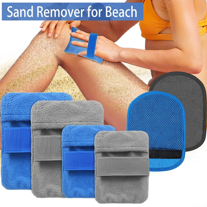 Beach Sand Remover Mitt – Soft Microfiber Sand-Off Pad for Adults & Kids