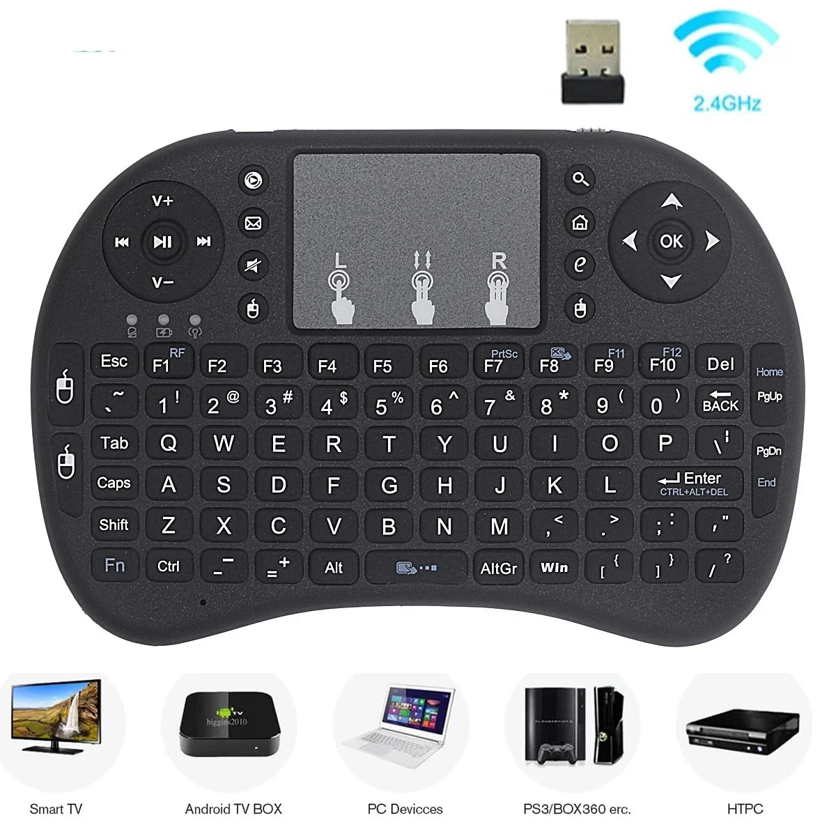 I8 Mini Wireless Keyboard with Touchpad & Backlit – 2.4GHz Air Mouse for TV Box, PC & Smart TV