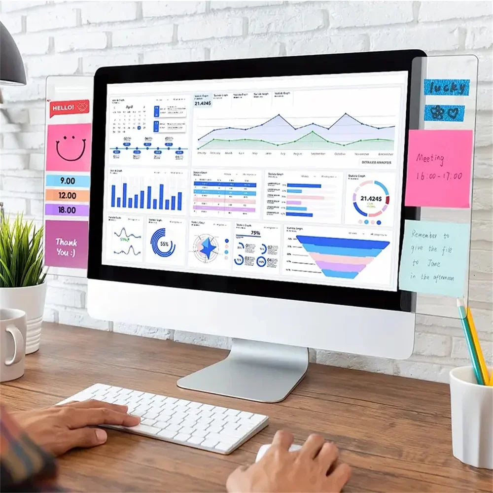 Acrylic Monitor Memo Board – Sticky Note Holder & Workspace Organizer
