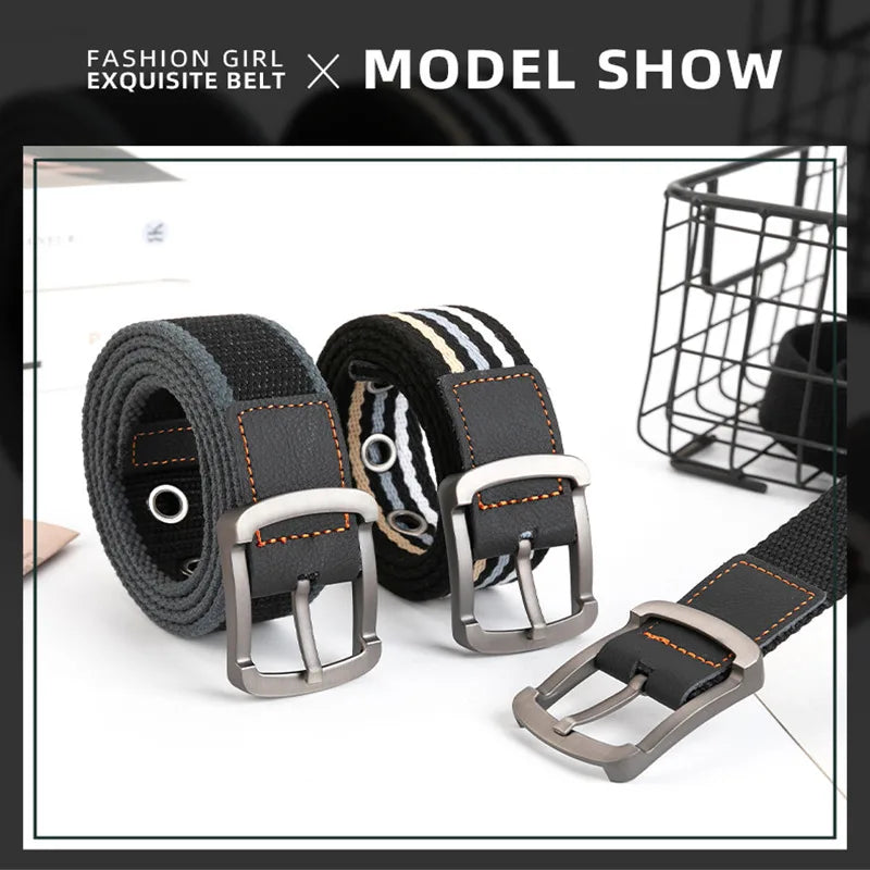 Unisex Canvas Tactical Belt – Durable Fabric & Metal Buckle | Casual Everyday Belt for Jeans & Outdoor Wear