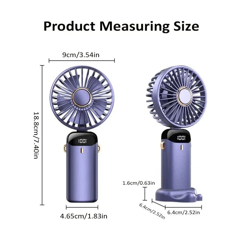 Portable Neck Fan with LED Display & Phone Stand – 5-Speed USB Rechargeable Mini Fan