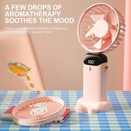 Portable Neck Fan with LED Display & Phone Stand – 5-Speed USB Rechargeable Mini Fan