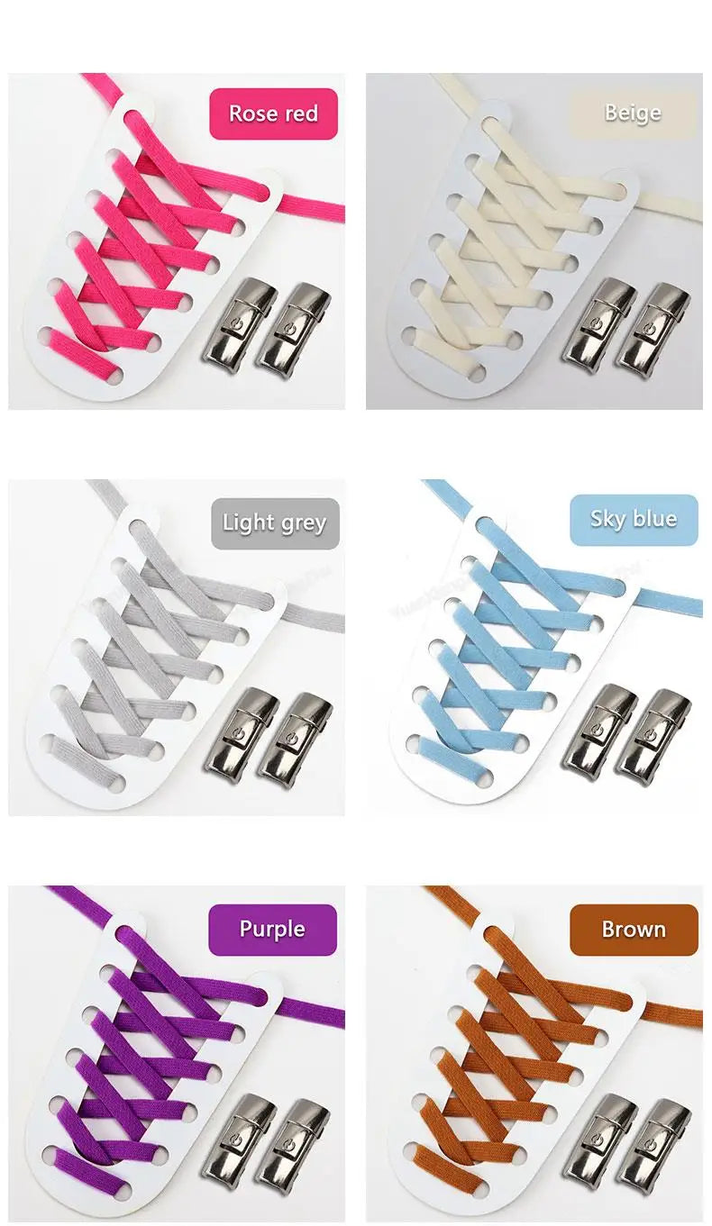 No Tie Shoe laces Press Lock Shoelaces without ties Elastic Laces Sneaker Kids Adult Flat Shoelace for Shoes