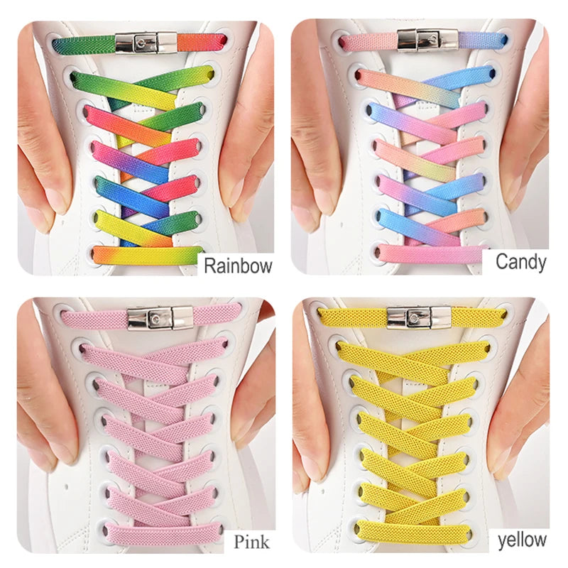 No-Tie Elastic Shoe Laces with Press Lock – Quick Fit Stretch Laces for Adults & Kids | Sports, Travel & Everyday Use