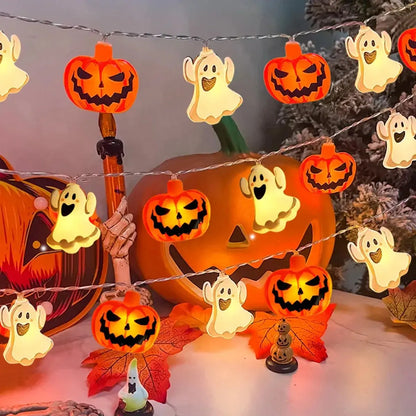 Halloween Pumpkin & Ghost String Lights – Battery Powered LED Fairy Lights for Indoor & Outdoor Decor