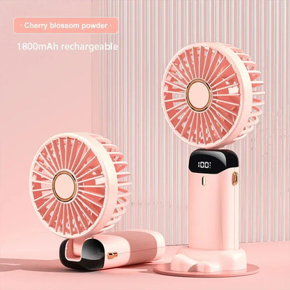 Portable Neck Fan with LED Display & Phone Stand – 5-Speed USB Rechargeable Mini Fan