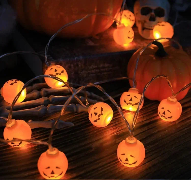 Halloween LED String Lights – 1.5m 10-Light Battery Powered | Pumpkin, Ghost, Skull & More