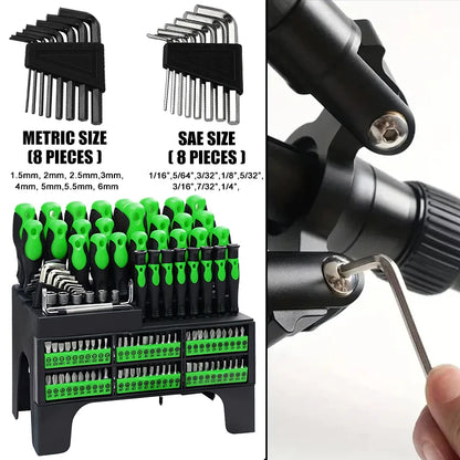 100-Piece Insulated Magnetic Screwdriver Set with Plastic Organizer Holder