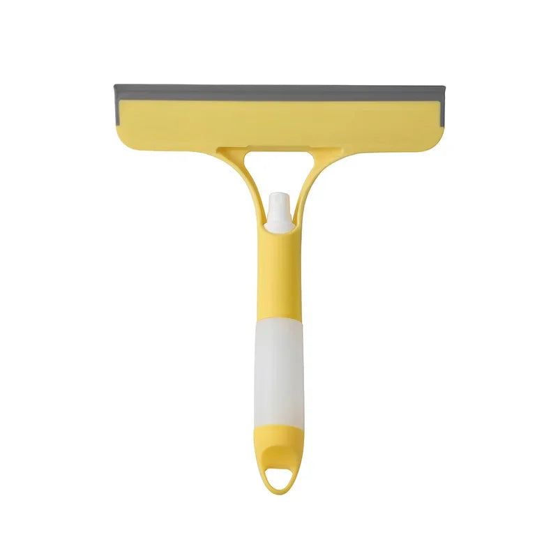 Yellow squeegee with a white handle on a white background