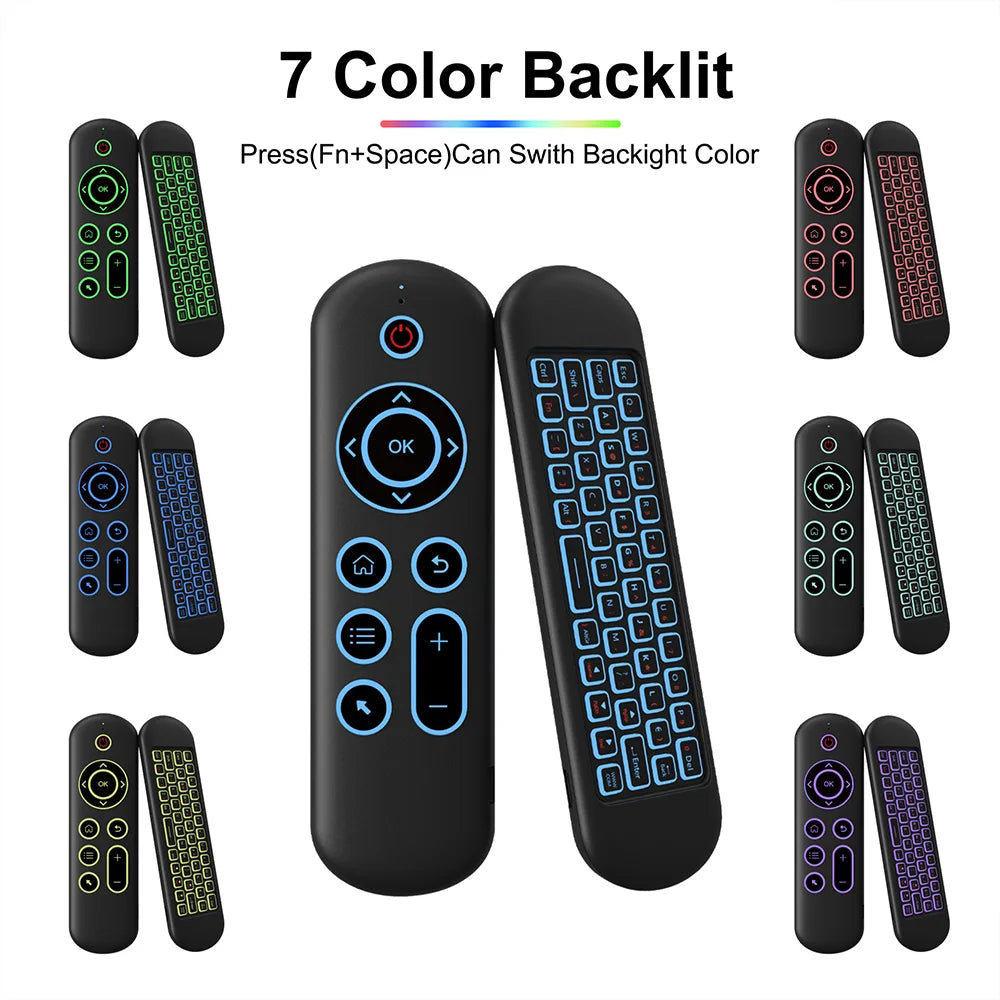 MRSVI M5 Air Mouse Remote Control – 2.4G & Bluetooth Wireless Keyboard with 7-Color Backlit & Gyroscope for Android TV Box & PC