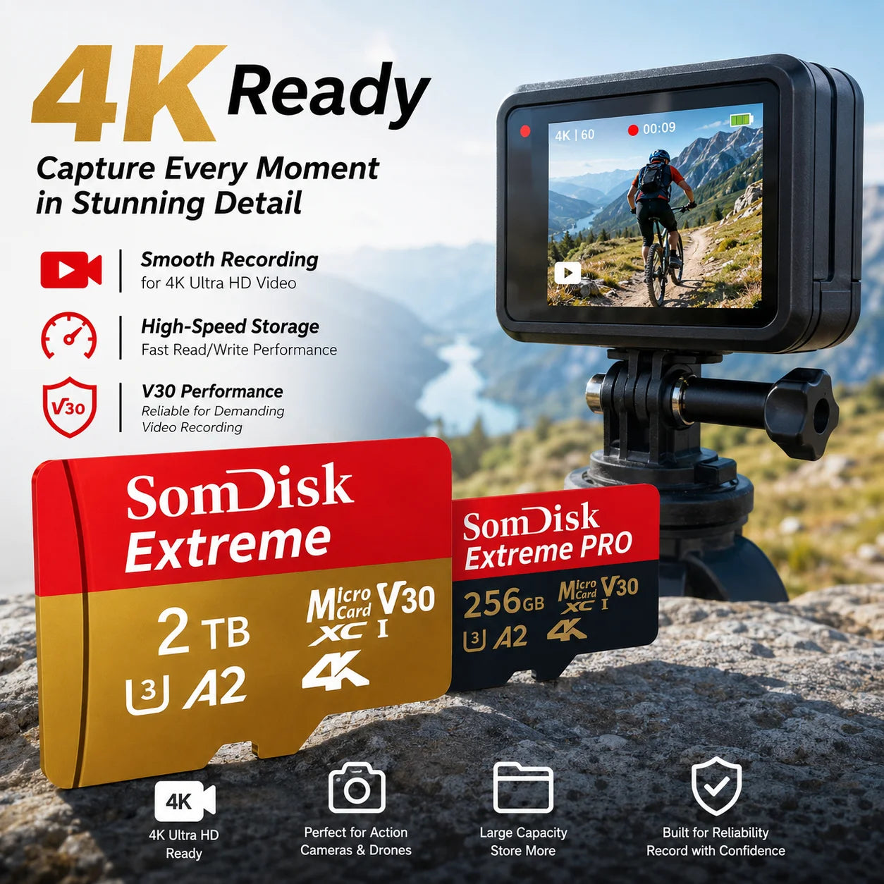 DUTRIEUX High-Speed SD Card – U3 V30 A2 | 128GB to 2TB | Camera, Drone & Dash Cam