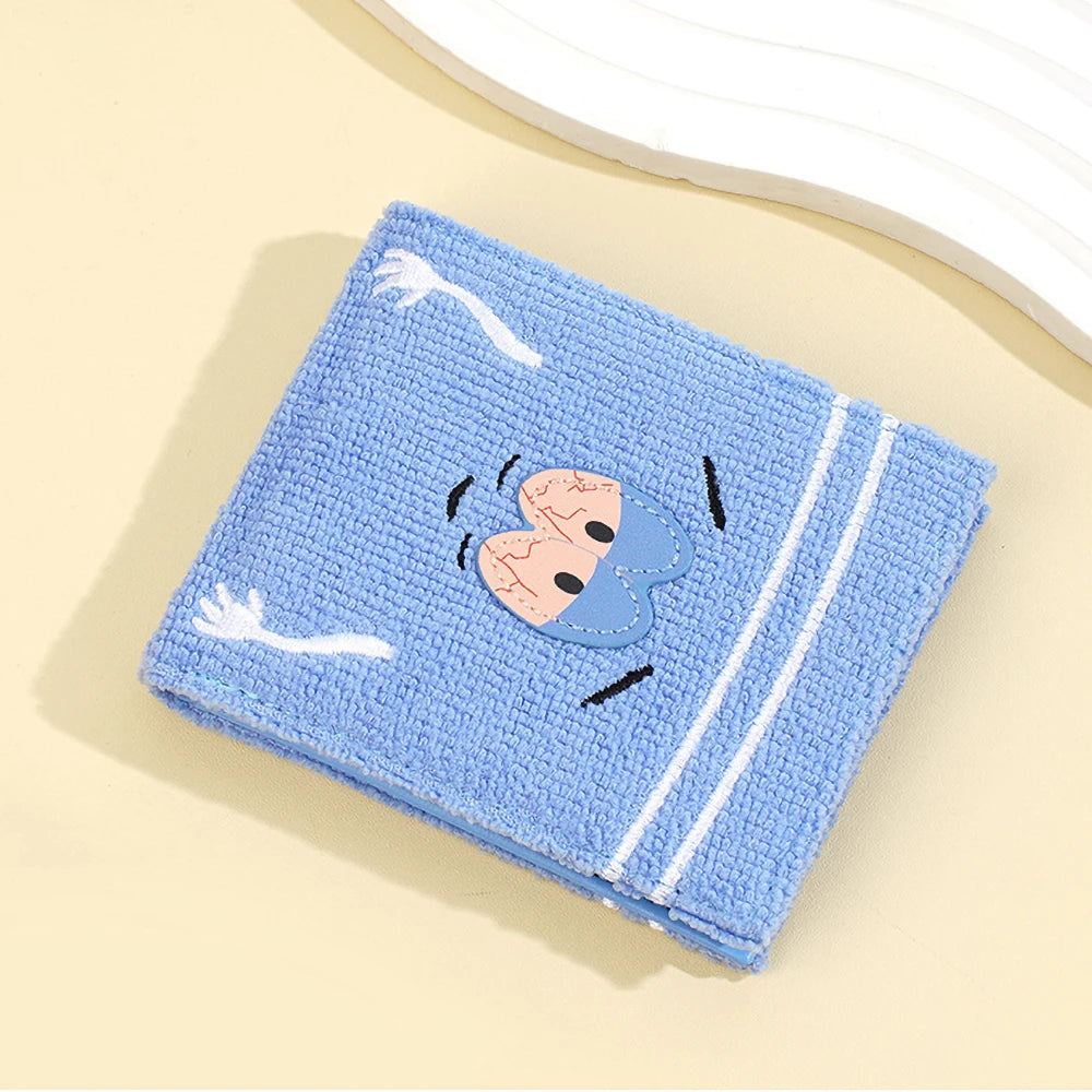 Cute Fuzzy Cartoon Wallet – Soft Plush Mini Wallet with Card Slots, Zip Pocket & Bifold Design
