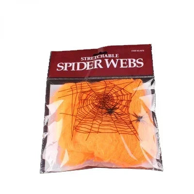 Halloween Artificial Spider Web with Spiders – Stretchy Cotton Cobweb for Indoor & Outdoor Scary Decor