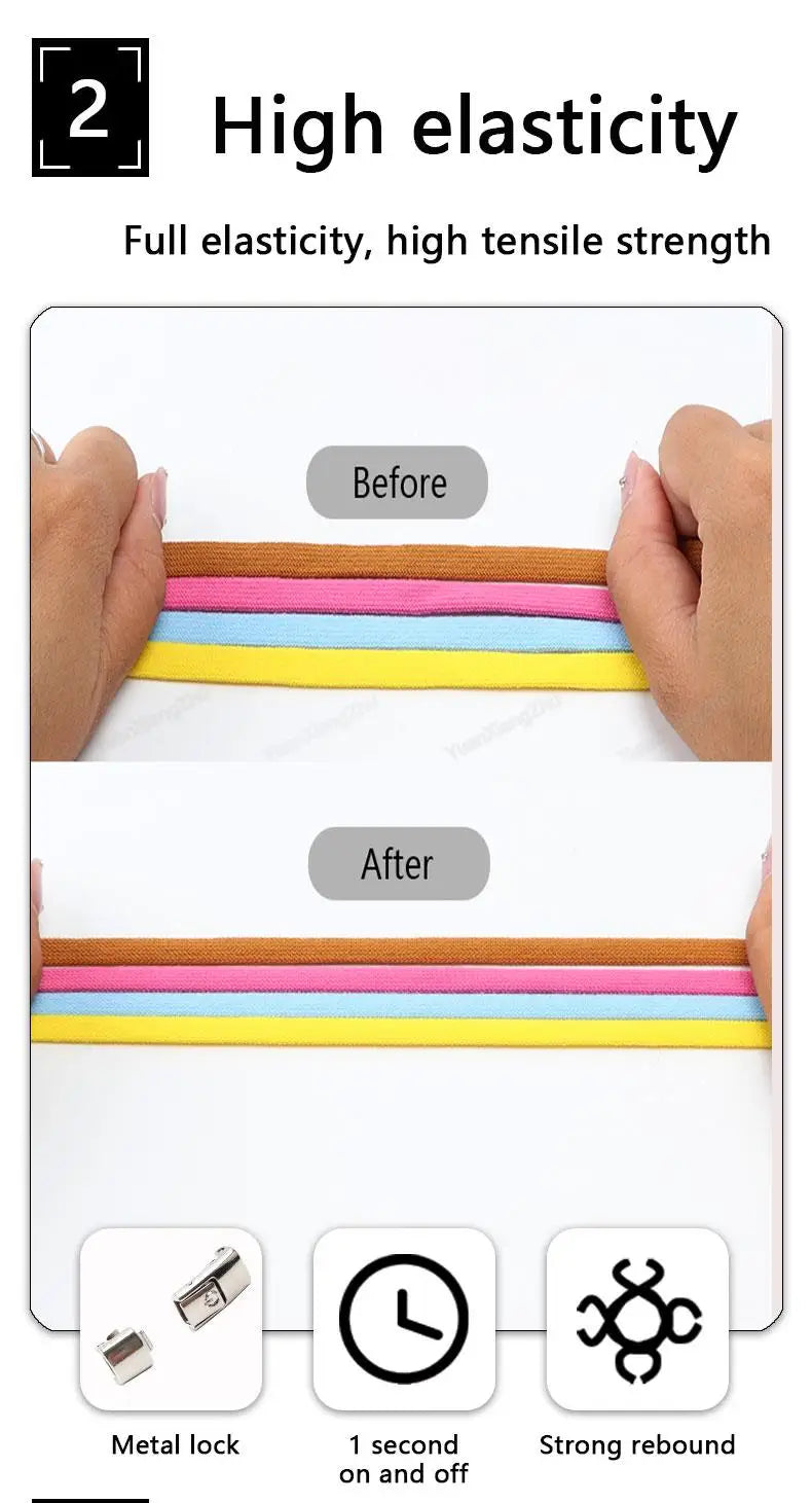No Tie Shoe laces Press Lock Shoelaces without ties Elastic Laces Sneaker Kids Adult Flat Shoelace for Shoes
