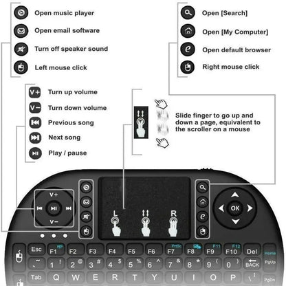 I8 Mini Wireless Keyboard with Touchpad & Backlit – 2.4GHz Air Mouse for TV Box, PC & Smart TV