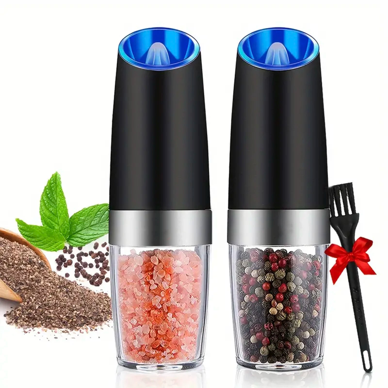 Gravity Electric Salt & Pepper Mill – Automatic Tilt Grinding, Adjustable Coarseness, Large Capacity
