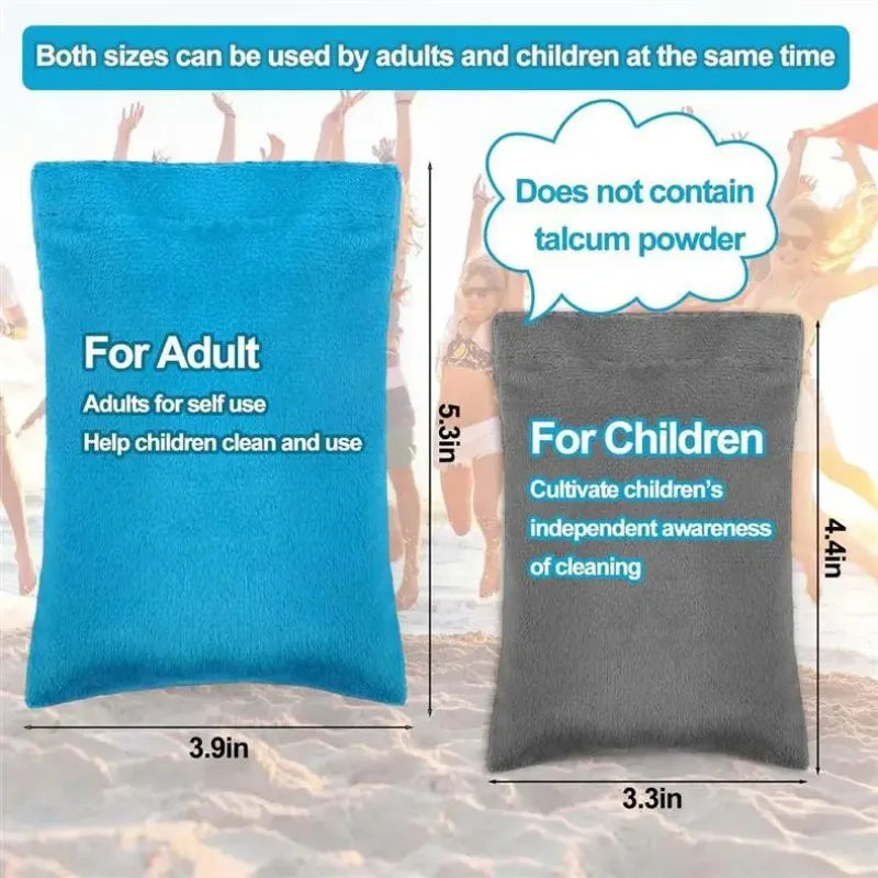 Beach Sand Remover Mitt – Soft Microfiber Sand-Off Pad for Adults & Kids