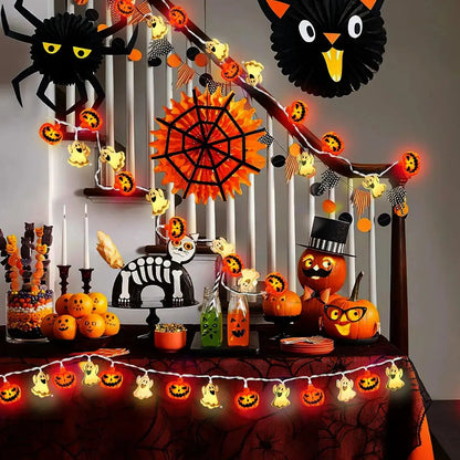 Halloween Pumpkin & Ghost String Lights – Battery Powered LED Fairy Lights for Indoor & Outdoor Decor