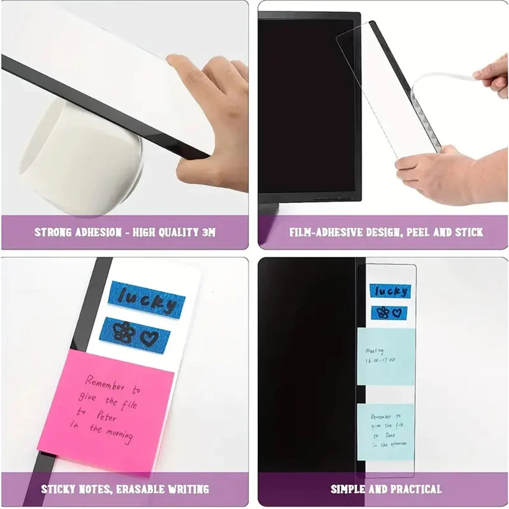 Acrylic Monitor Memo Board – Sticky Note Holder & Workspace Organizer