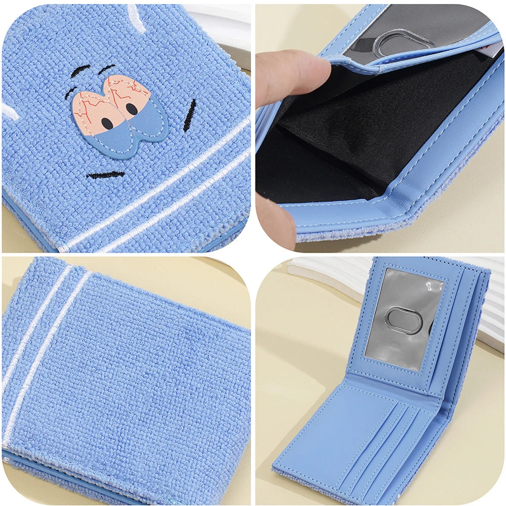 Cute Fuzzy Cartoon Wallet – Soft Plush Mini Wallet with Card Slots, Zip Pocket & Bifold Design
