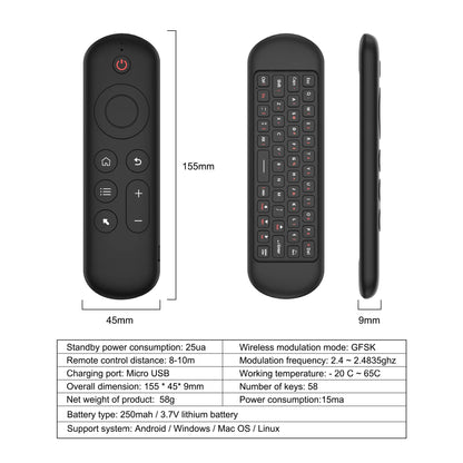 MRSVI M5 Air Mouse Remote Control – 2.4G & Bluetooth Wireless Keyboard with 7-Color Backlit & Gyroscope for Android TV Box & PC