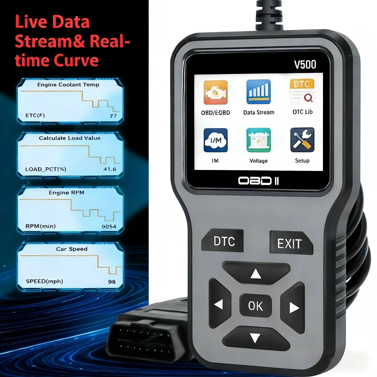 OBD2 Scanner – Check Engine Code Reader with Reset Function | Enhanced OBDII/EOBD Car Diagnostic Tool
