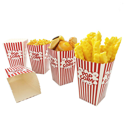 Striped Popcorn Boxes for Movie Night — 10–50 Pack