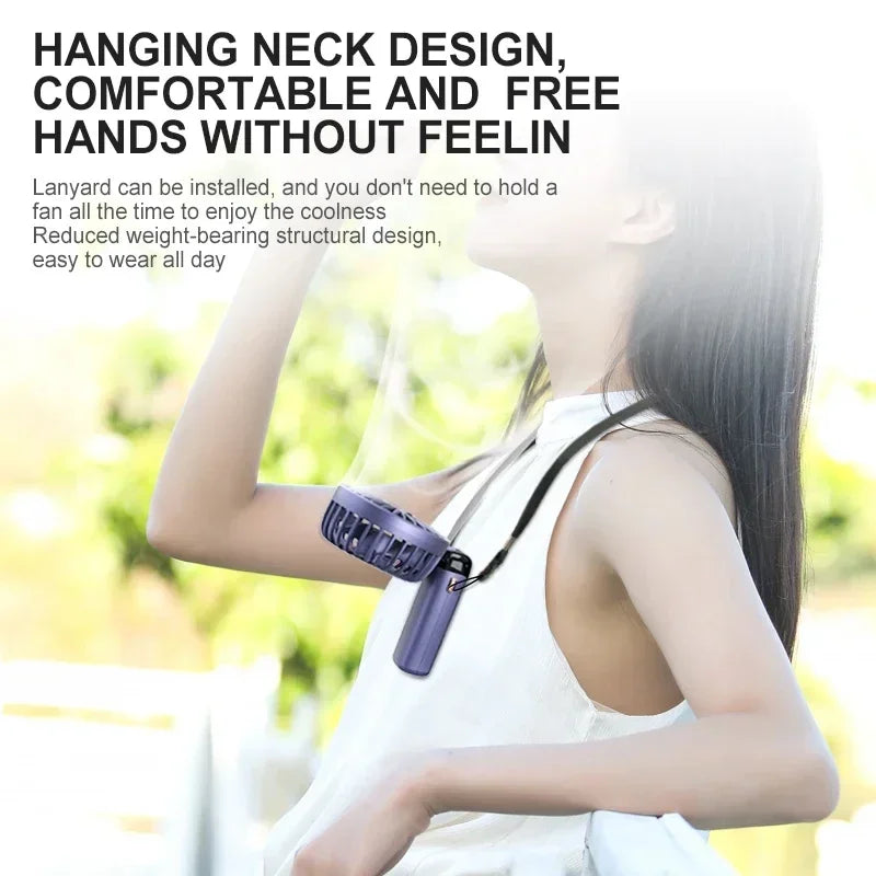 Portable Neck Fan with LED Display & Phone Stand – 5-Speed USB Rechargeable Mini Fan