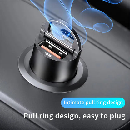 Mini Car Charger – 200W QC3.0 & PD Fast Charging | USB-A + USB-C | iPhone, Samsung, Xiaomi