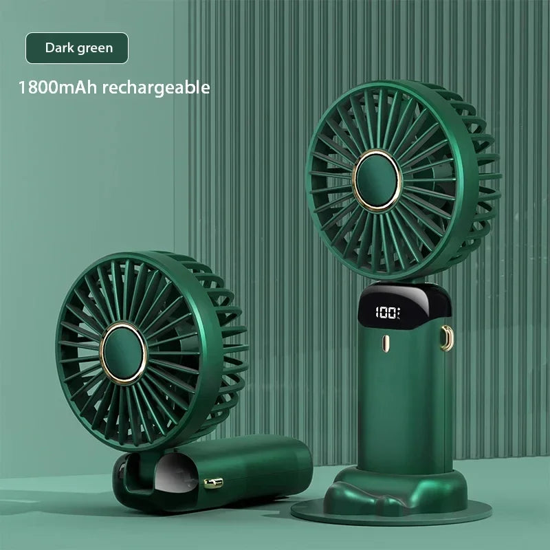 Portable Neck Fan with LED Display & Phone Stand – 5-Speed USB Rechargeable Mini Fan