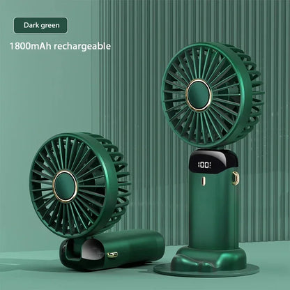 Portable Neck Fan with LED Display & Phone Stand – 5-Speed USB Rechargeable Mini Fan