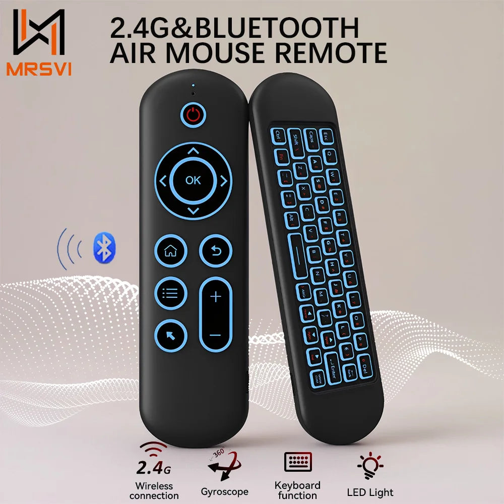 MRSVI M5 Air Mouse Remote Control – 2.4G & Bluetooth Wireless Keyboard with 7-Color Backlit & Gyroscope for Android TV Box & PC