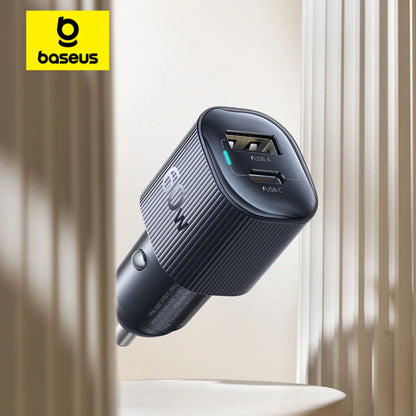 Baseus Car Charger 30W/60W – USB-C PD3.0 Fast Charging, Dual Port for iPhone & Android