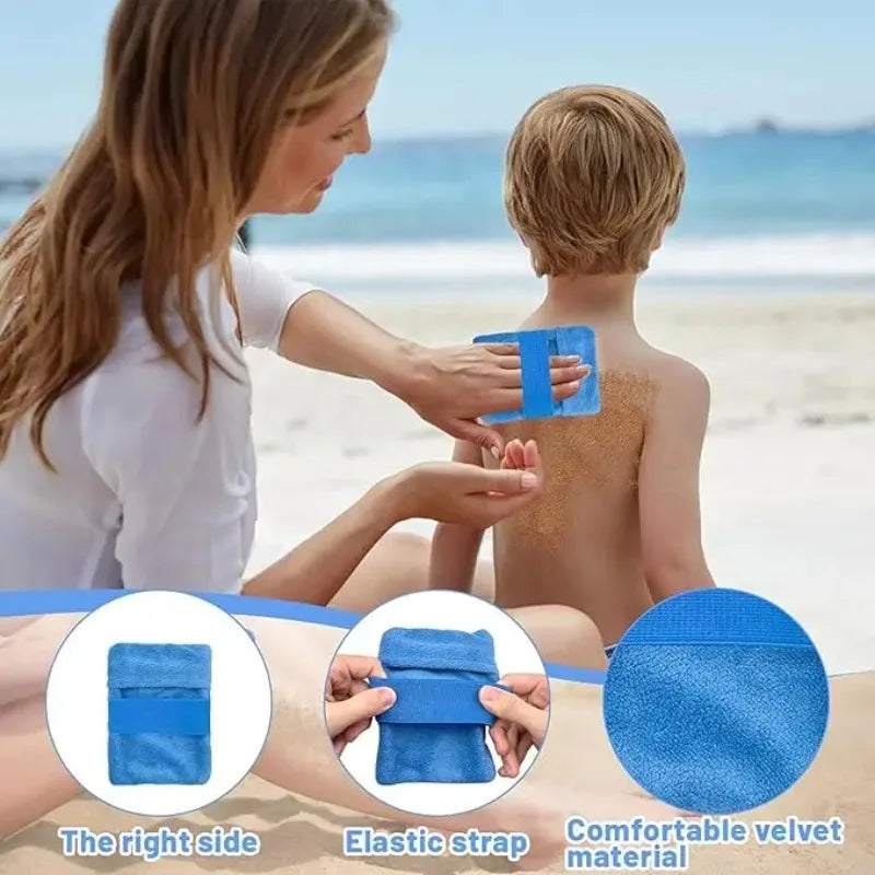 Beach Sand Remover Mitt – Soft Microfiber Sand-Off Pad for Adults & Kids