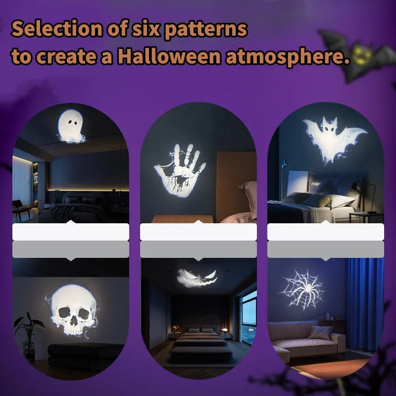 USB LED Projector Night Light – Switchable Halloween & Christmas Pattern Lamp for Ceiling, Wall & Window Decor