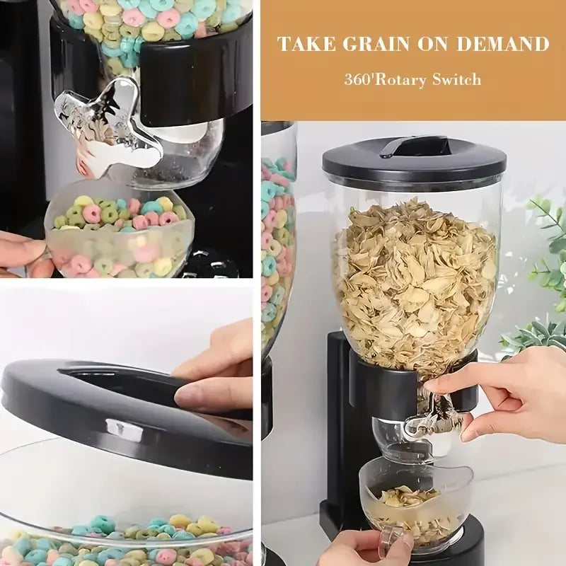 Cereal gumball machine with a 360-degree rotary switch on a white background.
