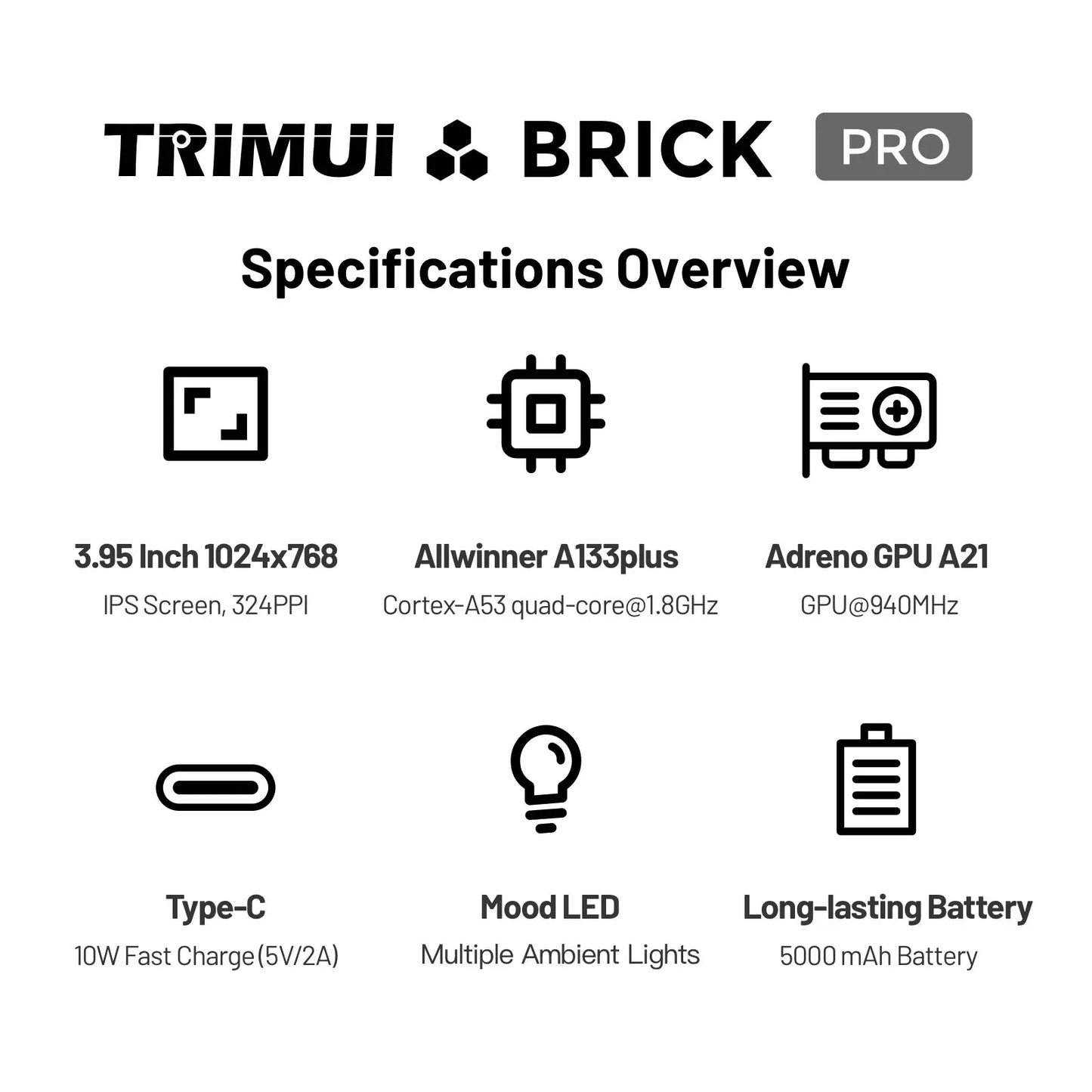 TRIMUI BRICK PRO Retro Handheld Game Console – 3.95" IPS, 5000mAh, Up to 13,000 Games