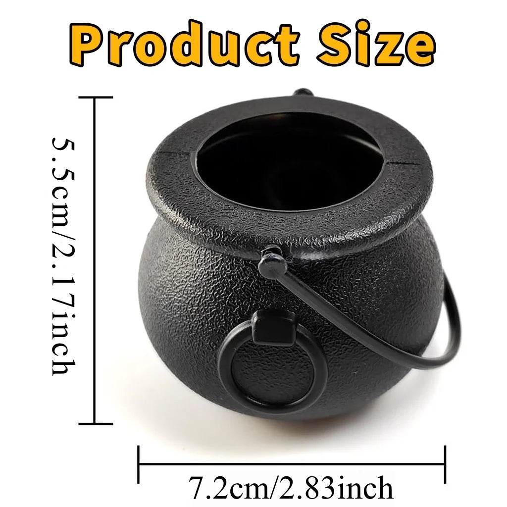Mini Black Witch Cauldron Set – Halloween Candy Bowl & Party Favor Holder for Trick-or-Treat, St. Patrick's Day & Tiered Trays