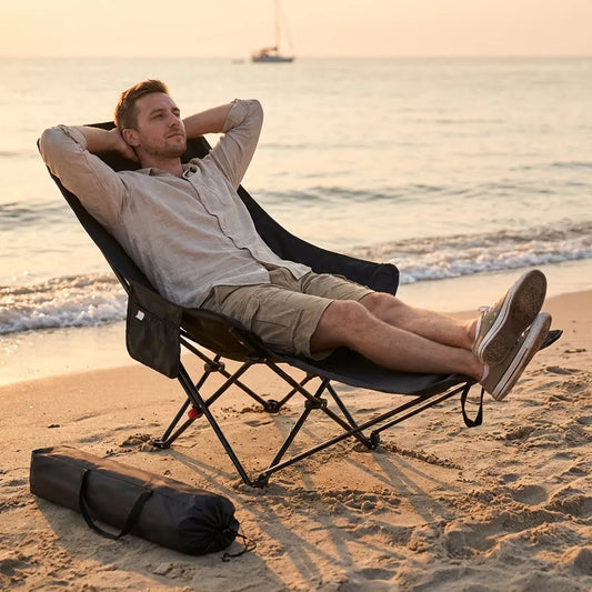 Heavy-Duty Foldable Beach Chair – Adjustable Height, 300 lb Capacity, Portable Camping & Outdoor Chair