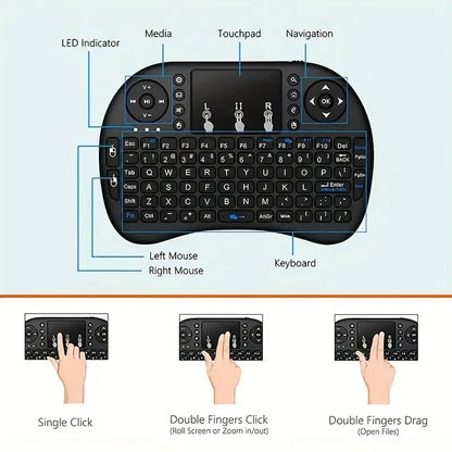 I8 Mini Wireless Keyboard with Touchpad & Backlit – 2.4GHz Air Mouse for TV Box, PC & Smart TV
