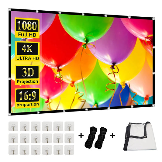 Foldable Portable Projector Screen — 60–200 Inch