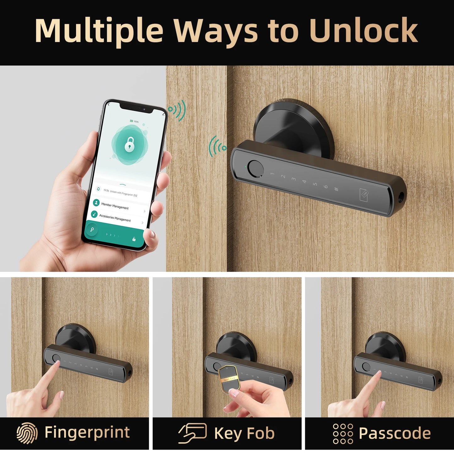 Viladepot Smart Fingerprint Door Lock – Keypad, App & Bluetooth Control (Model D6)