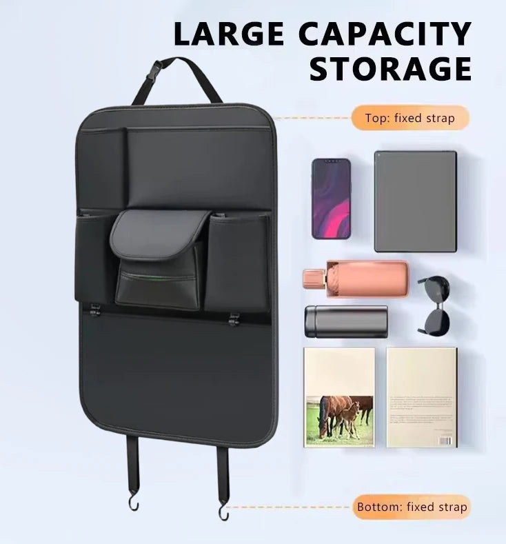 Car Seat Back Organizer – 6-Pocket Storage Bag with Anti-Kick Pad, Waterproof & Wear-Resistant