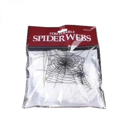 Halloween Artificial Spider Web with Spiders – Stretchy Cotton Cobweb for Indoor & Outdoor Scary Decor