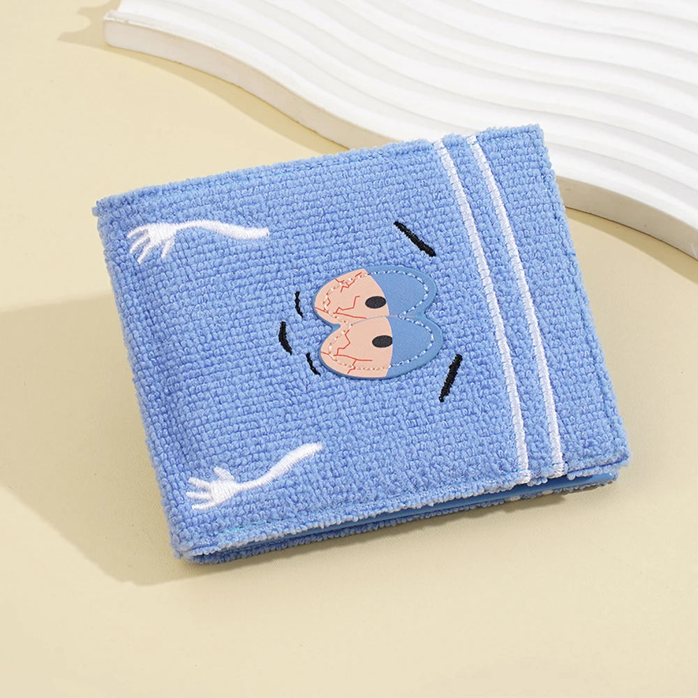 Cute Fuzzy Cartoon Wallet – Soft Plush Mini Wallet with Card Slots, Zip Pocket & Bifold Design