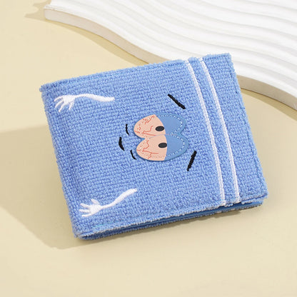 Cute Fuzzy Cartoon Wallet – Soft Plush Mini Wallet with Card Slots, Zip Pocket & Bifold Design
